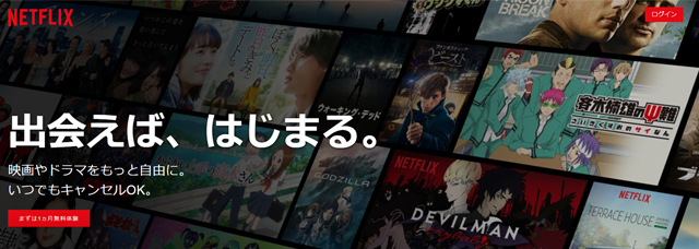 ネットフリックスのWebサイトキャプチャ