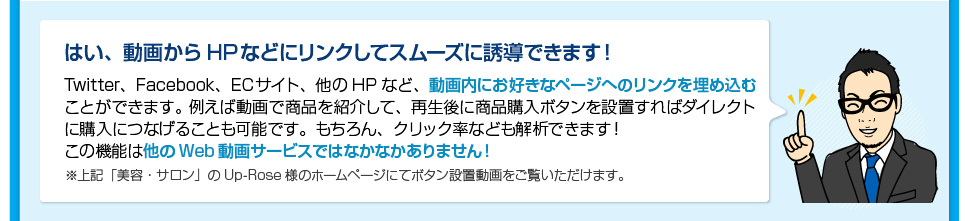 はい、動画からHPなどにリンクしてスムーズに誘導できます！
